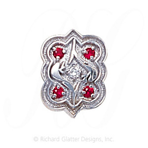 GS263 D/R - 14 Karat Gold Slide with Diamond center and Ruby accents 